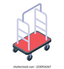 Travel trolley icon isometric vector. Airport suitcase. Cart bag