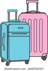 Travel trolleys set combo vector illustration
