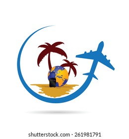travel tropic color vector illustration on a white