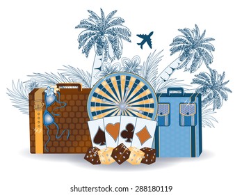 Travel tropical casino background, vector illustration