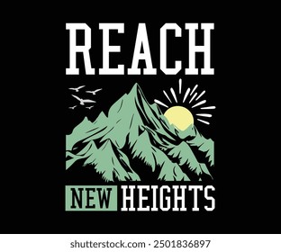 Travel T-Shirt Design Rech New Heights T-Shirt Vector Art