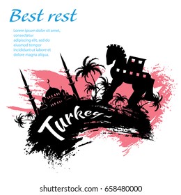 Travel Turkey grunge style design for your business easily editable elements, vector illustration