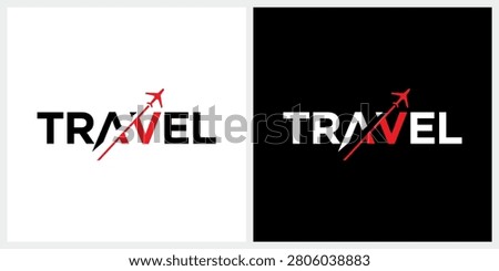 Travel typography lettering word mark logo, plane for aircraft airplane aviation logo design 