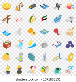 Travel in uae icons set. Isometric style of 36 travel in uae vector icons for web for any design