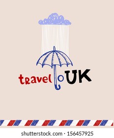 Travel to UK - greeting card, doodle style