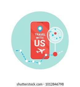 Travel With Us Flyer Of Modern Tourism Agency Isolated Icon Flat Vector Illustration