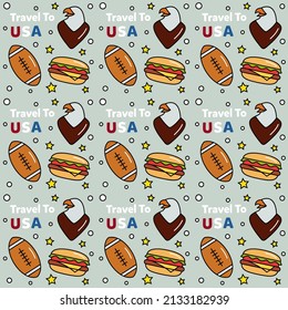 Travel to USA doodle seamless pattern vector design