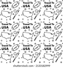 Viaje al doodle de EE.UU. diseño de vectores sin fisuras