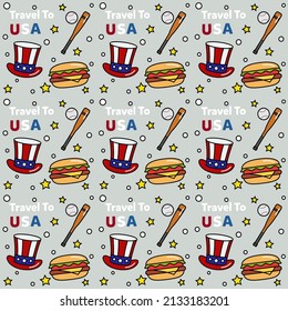 Travel to USA doodle seamless pattern vector design