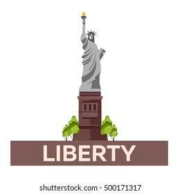 Travel to USA, New York Poster. Statue of Liberty. Vector illustration