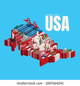 travel. USA Tour. terrain. isometric. map