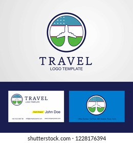 Travel Uzbekistan Creative Circle flag Logo and Business card design