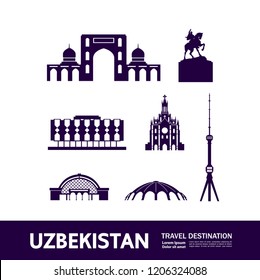 Travel To Uzbekistan vector illustration.