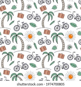 Travel vacation adventure summer sea seamless pattern, Pattern Swatches, vector, Endless texture can be used for wallpaper, pattern fills, web page,background,surface