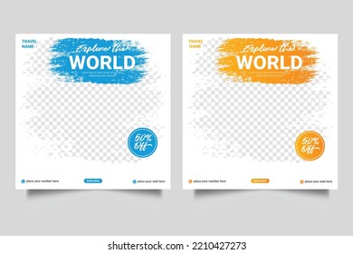 Travel vacation banner social media post or flyer design	
