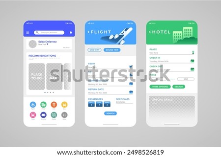 Travel vacation booking app vector design in eps 10