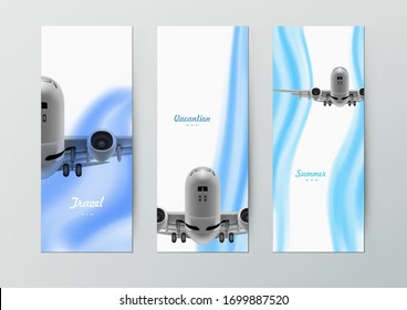 Travel Or Vacation Booklet Sea Watercolor Templete. EPS10 Vector