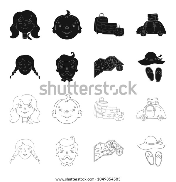 Travel, vacation, camping, map .Family holiday set
collection icons in black,outline style vector symbol stock
illustration web.