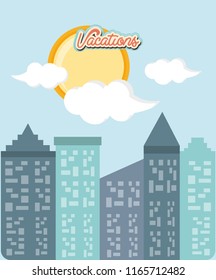 travel vacation with cityscape scene icon vector ilustration