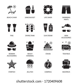 Travel, Vacation and Famous Landmarks glyph Icons - Vectors