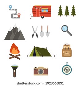 Travel and Vacation Flat Design Icon Set
