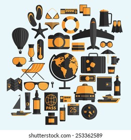 Travel vacation flat design set. Vector concept illustration. Travel banner.