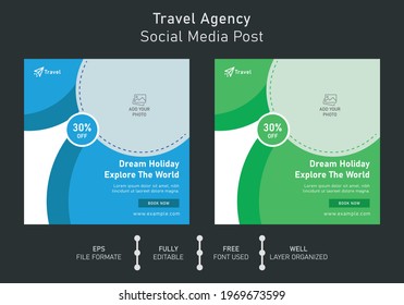 travel vacation holiday banner design template for social media post. tour squer web banner poster for travelling agency offer promotion