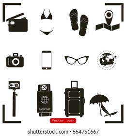 Travel and vacation icon collection