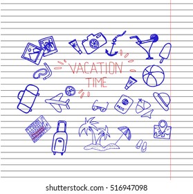 Travel and vacation icon collection. vector illustration