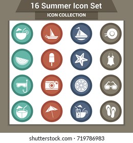 Travel and vacation icon collection - vector silhouette illustration