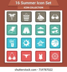 Travel and vacation icon collection - vector silhouette illustration