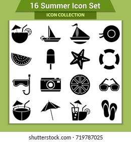 Travel and vacation icon collection - vector silhouette illustration
