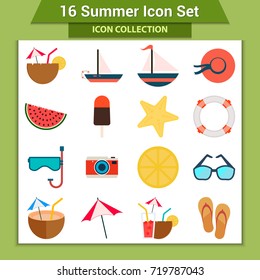 Travel and vacation icon collection - vector silhouette illustration