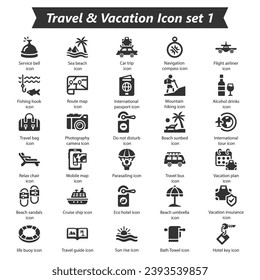 Travel Vacation Icon Set 1, Vector Graphics
