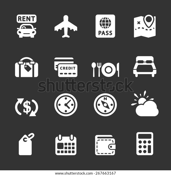 travel and vacation icon set 6, white version,\
vector eps10.