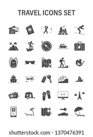 Travel and vacation icon set. Vector illustration