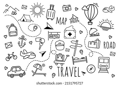 travel and vacation icon set vector illustration