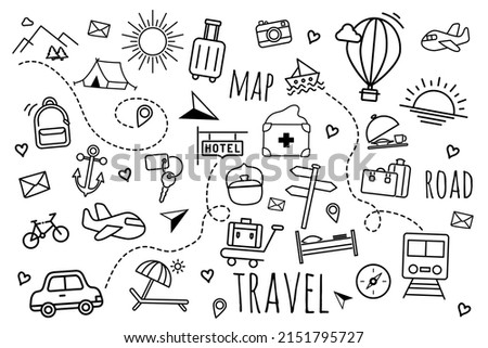 travel and vacation icon set vector illustration