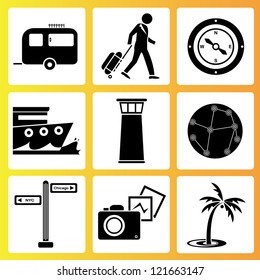 travel and vacation icons set