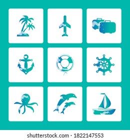 
travel and vacation icons set