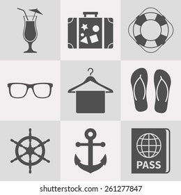 travel and vacation icons set