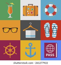 travel and vacation icons set