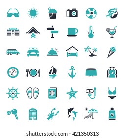 Travel and vacation icons set