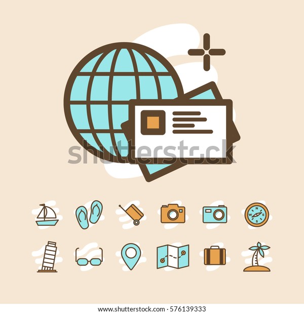Travel and vacation icons\
set