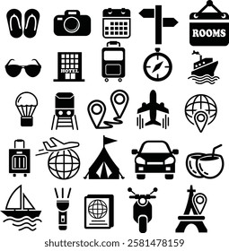 Travel Vacation Icons Set Bundle