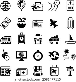 Travel Vacation Icons Set Bundle