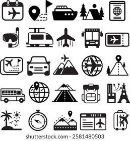 Travel Vacation Icons Set Bundle