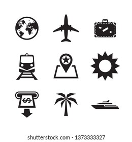 Travel vacation icons set. Vector illustration sign collection. 