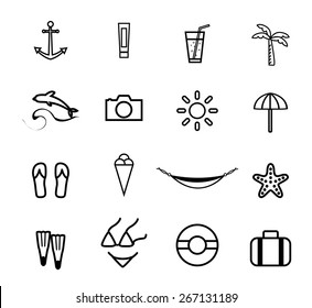 Travel and vacation Icons set . Vector Illustration.