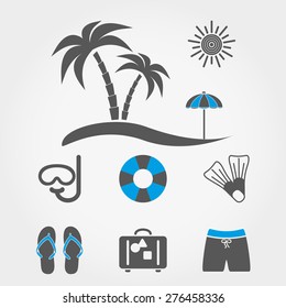 Travel and vacation icons set. Vector illustration. Flat design style.